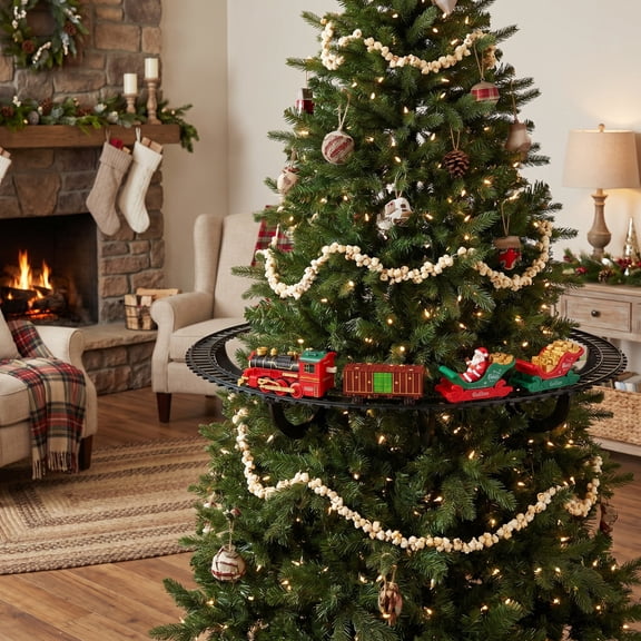 Hanging Christmas Train Set, Toy Train Set Around Under the Christmas Tree, Christmas Toys Gift with Light/Smoke/Sound/Music