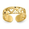 Primal Gold 14 Karat Yellow Gold Diamond-cut " X" and Heart Toe Ring
