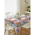 thumbnail image 2 of Spring Gnomes Rectangle Tablecloth, Farmhhouse Floral Botanical Blue Plaid Waterproof & StainResistant Tablecloth, Washable Oil-proof Table Cover for Dining/Party/Wedding/Camping/Buffet 60x102 In, 2 of 9