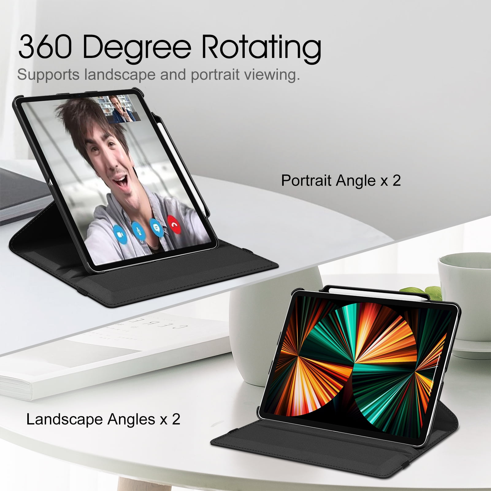 Fintie Swivel Case for iPad Pro 12.9 (2021/2020/2018) - 360 Degree Rotating Protective Cover w/Pencil Holder for iPad Pro 12.9-inch 5/4th/3rd Generation