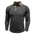 thumbnail image 4 of MIXUE Polo Shirts For Men Summer Solid Color Lapel Button Down Long Sleeve Slim Fit Casual Holiday Wear,Gray,XXL, 4 of 7