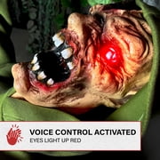Haunted Hill Farm 4.4 ft Voice-Sensor Impaled Zombie Halloween Animatronic, HHIMPZOMB-1FLSA