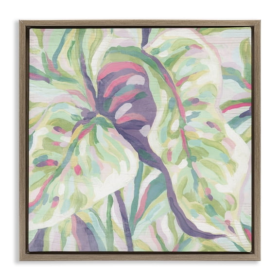 Stupell Industries Eclectic Pastel Drooping Leaves Brown Floating Frame Canvas Art, 25 x 25, by June Erica Vess