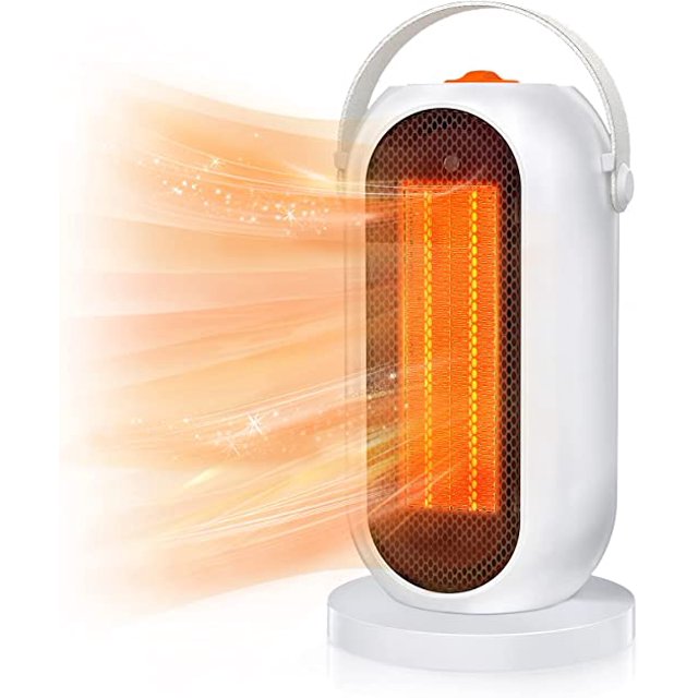 Calentador de ventilador eléctrico, calentador de ventilador PTC Calentador de espacio de 1200 W, oscilación de 90 °, 3 modos, calentador de ahorro de energía portátil, para sala de estar, dormitorio y oficina, blanco brillar Electrónica