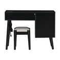 thumbnail image 5 of Makeup Vanity With Stool, 39" RetroVanity Desk With 3 Drawers And Rectangular Rattan Drawer, 2 Charging& 2Port For Bedroom, 5 of 9