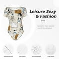 thumbnail image 5 of Lsque Hand Drawn Animals Women's Crew Neck Short Sleeve Bodysuit Basic T Shirts Tops Onesie Adult Cute Pajama-, 5 of 8