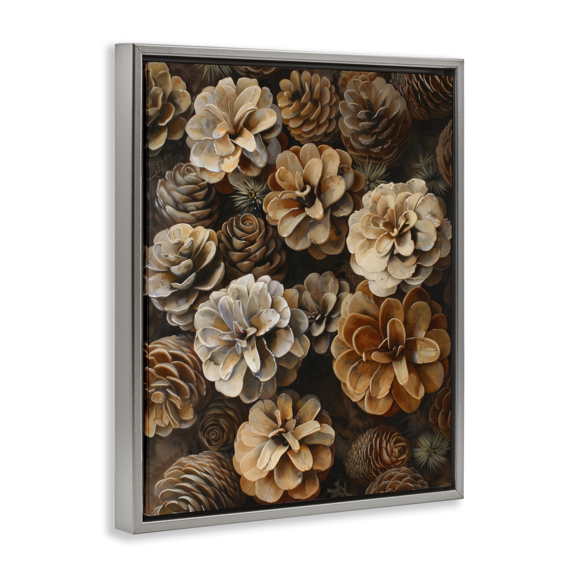 Stupell Industries Pinecone Arrangement Rustic Botanicals Gray Framed Floater Canvas Wall Art, design by Creative Studio