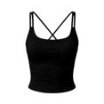 thumbnail image 5 of Awwp Women's Double Lined Basic Spaghetti Strap Unstructured Tank Top Adjustable Slim Sleeveless Crew Neck Tank Camisole Black L, 5 of 7