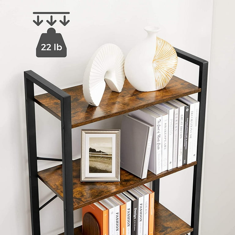 Wood 3-Tier Bookshelf with Black Steel Frame