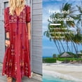 thumbnail image 3 of Vestido largo con estampado floral bohemio Cuello en V Cordón con cordones Ropa de manga larga Methold AP000133-09B, 3 of 6