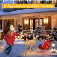 thumbnail image 3 of AREALER 2-Piece Large Lighted Christmas Reindeer & Sleigh Pre-lit for Indoor Front Yard Porch Holiday Decoration Deer Set with 160 Warm White LED Lights Plug Ground Stakes Iron Frame Cotton yarns P, 3 of 7