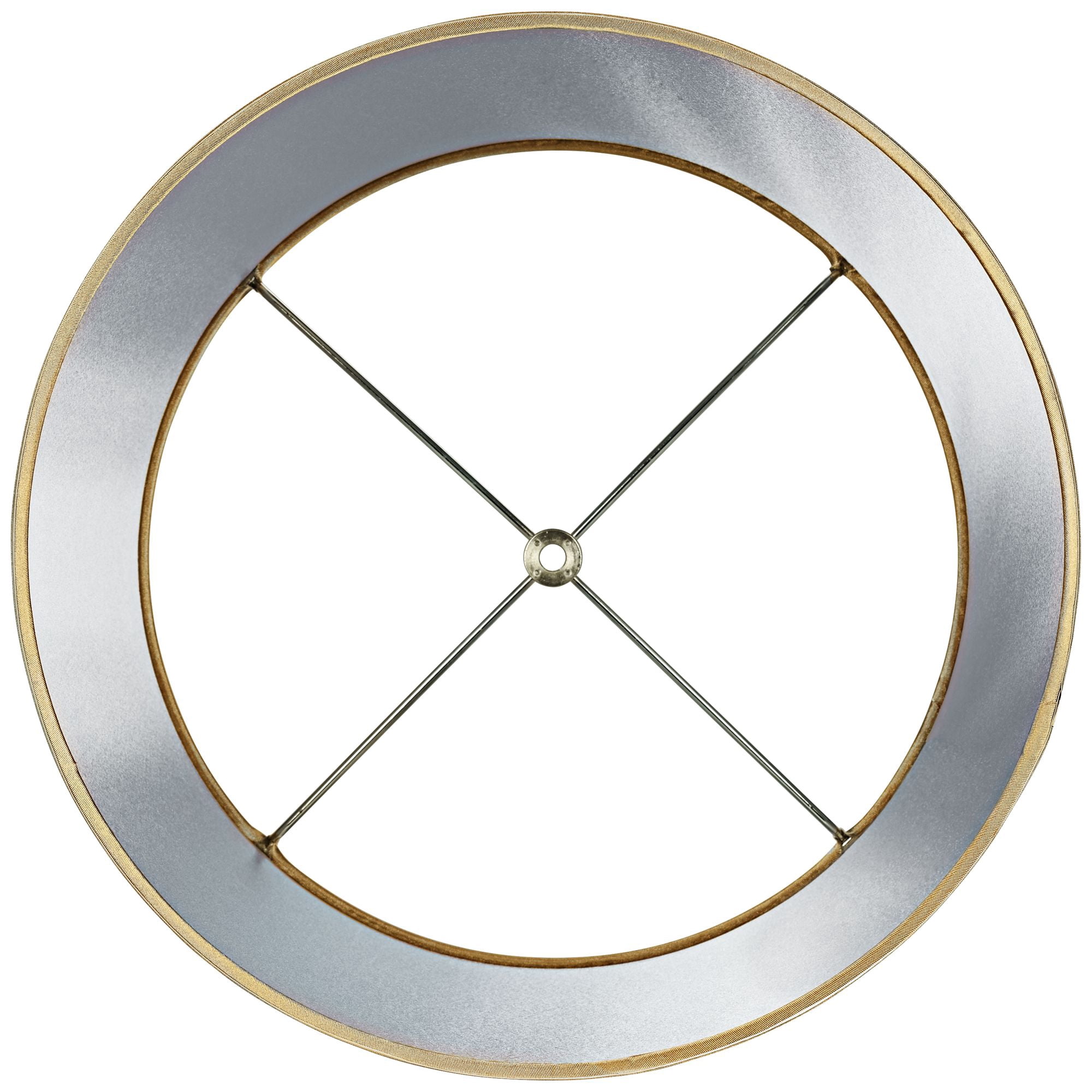 Springcrest Sydnee Gold with Silver Trim Medium Drum Lamp Shade 14" Top x 16" Bottom x 11" Slant (Spider) Replacement with Harp and Finial