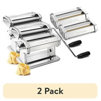 (2 pack) Cucina Pro Pasta Maker Deluxe Set 5 pc Premium Stainless Steel Machine w Spaghetti Fettuccini Roller Angel Hair Ravioli Noodle Lasagnette Cutter Attachments- Italian Dinner Party Cooking Gift