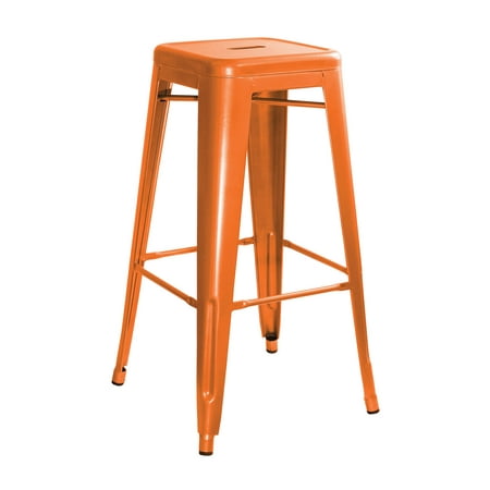 Offex Loft Stackable Metal Bar Stool With X Brace Support Orange Offex Loft Stackable Metal Bar Stool With X Brace Support Orange