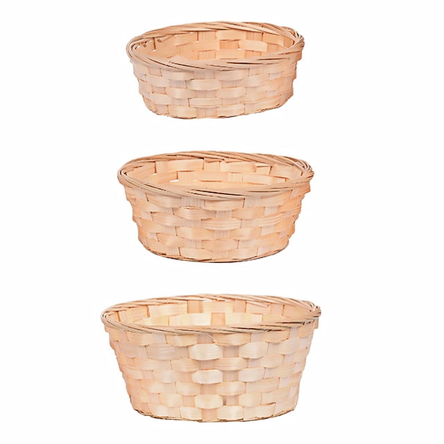 Miangastore 3pcs Bamboo Flower Baskets Gift Organizer Home Fruit Sundries Storage Baskets