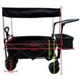 thumbnail image 4 of Carrito Tipo Vagón Plegable para Niños y Carga, con Toldo, Jaladera, Manubrio, Ruedas Todo Terreno y Freno – Negro, 4 of 6