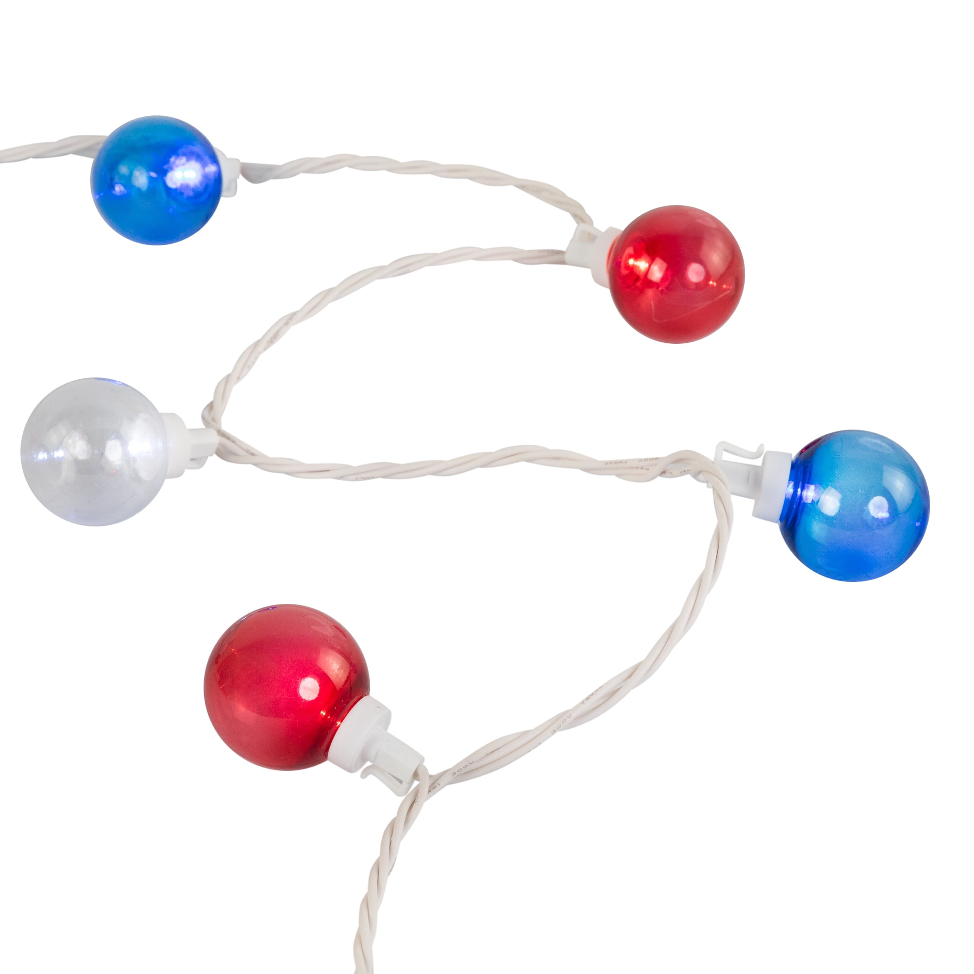 LED G40 Patriotic Christmas Lights - Red Clear and Blue - 11' White Wire - 50ct