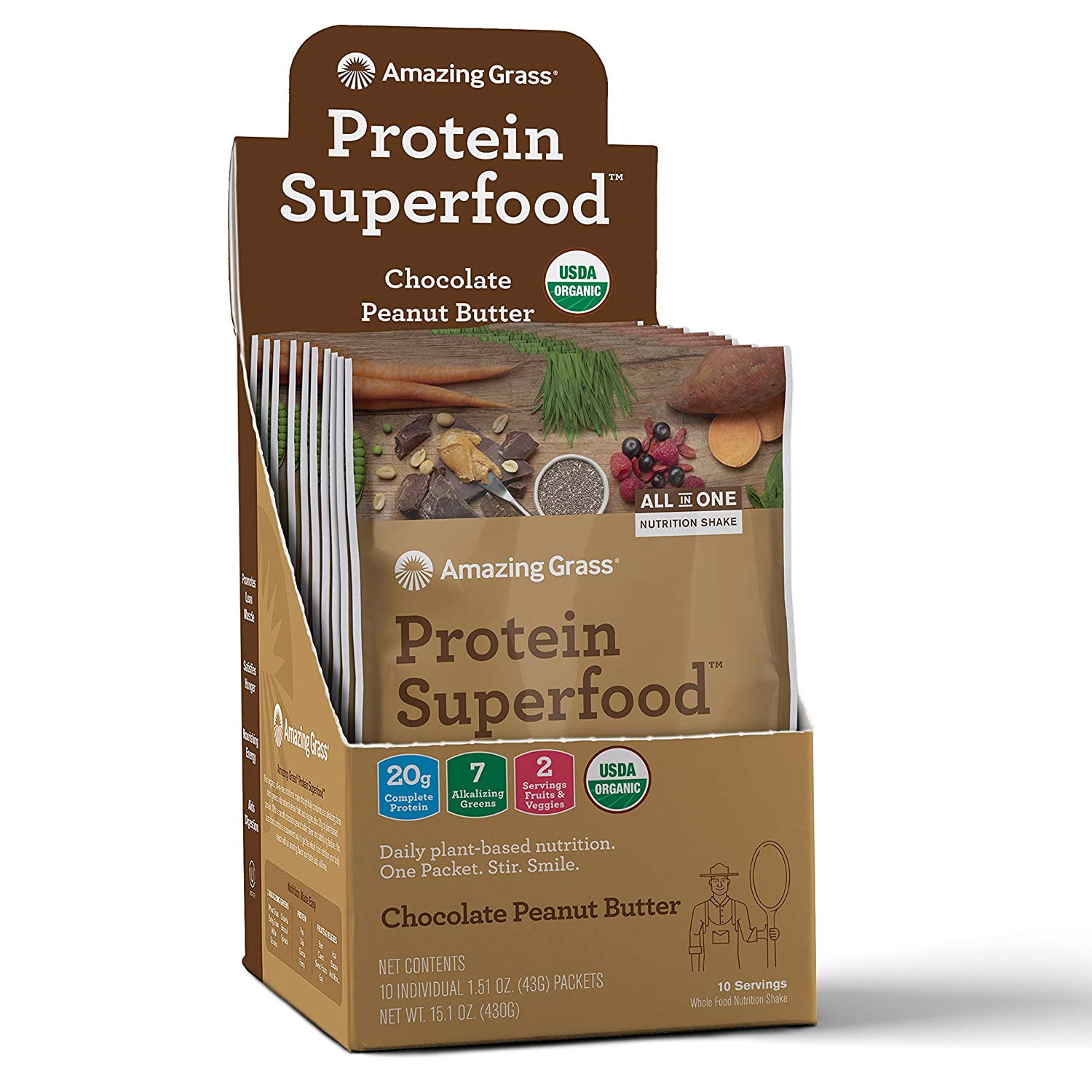 Amazing Grass Plant Protein Superfood Powder, Chocolate Peanut Butter