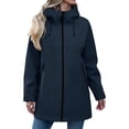 thumbnail image 4 of zejinsd Long Coat for Women Warm Windproof Autumn Winter Outerwear Stylish Stand Collar Hooded Jacket Solid Color Relaxed Fit Mid-Length Coat, 4 of 8