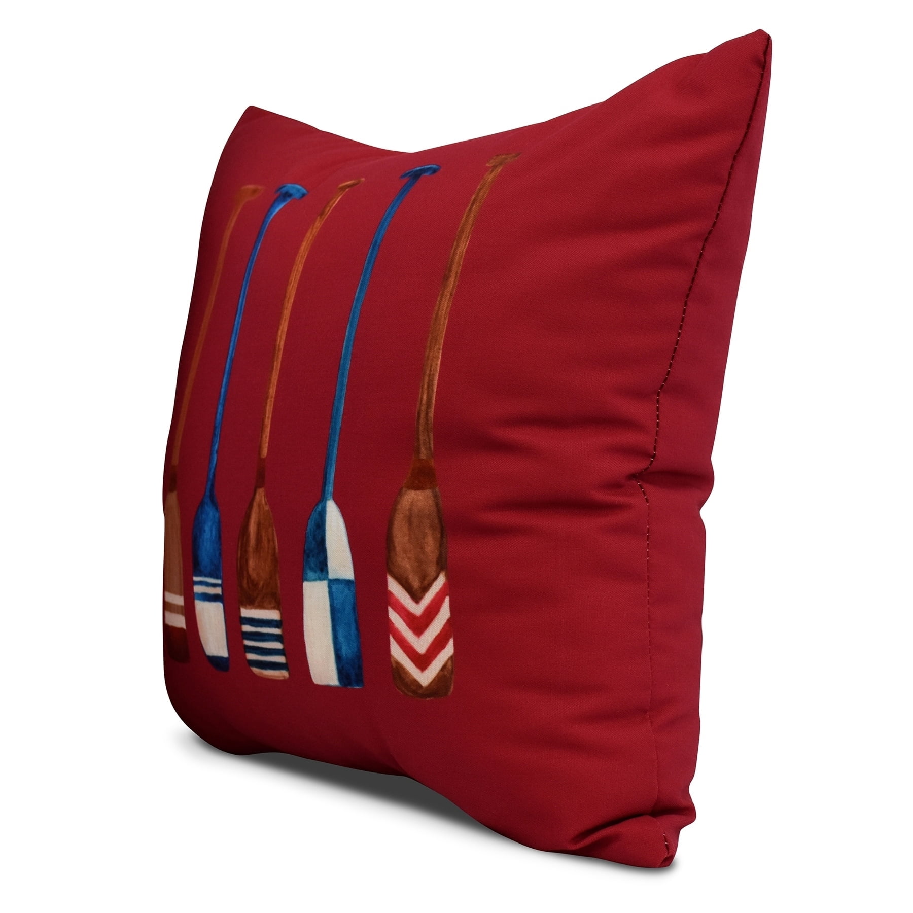 Simply Daisy, 16 x 16inch, Oar Multi Painted, Geometric Print Pillow, Red