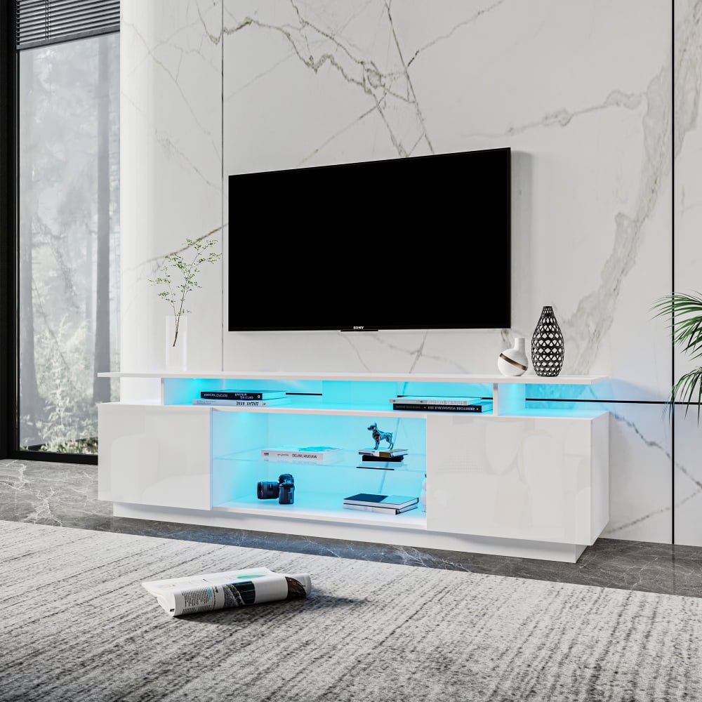 Holaki White TV Stand for 80 Inch TV Stands, Media Console