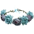 thumbnail image 1 of EeaseCA Couronne de Roses de Mariée Couronne Florale Faite à la Main Serre-Tête Simulé Réaliste pour Mariage (Bleu), 1 of 7