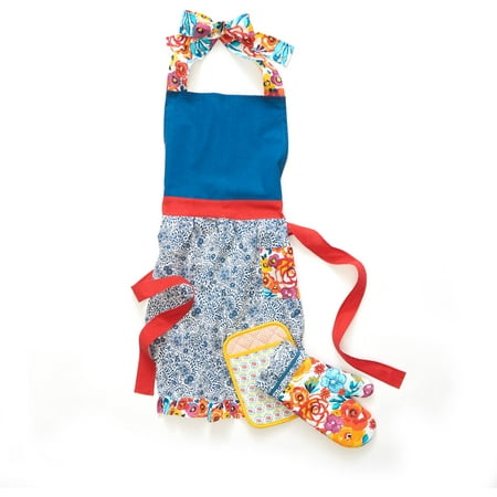 The Pioneer Woman Flea Market Apron, Oven Mitt, and Potholder, Set of (The Best Oven Mitts)