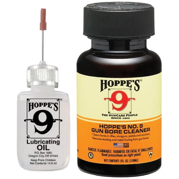 Hoppes No. 9 Needle Oiler 3060 & 5oz Gun Bore Solvent Cleaner 904