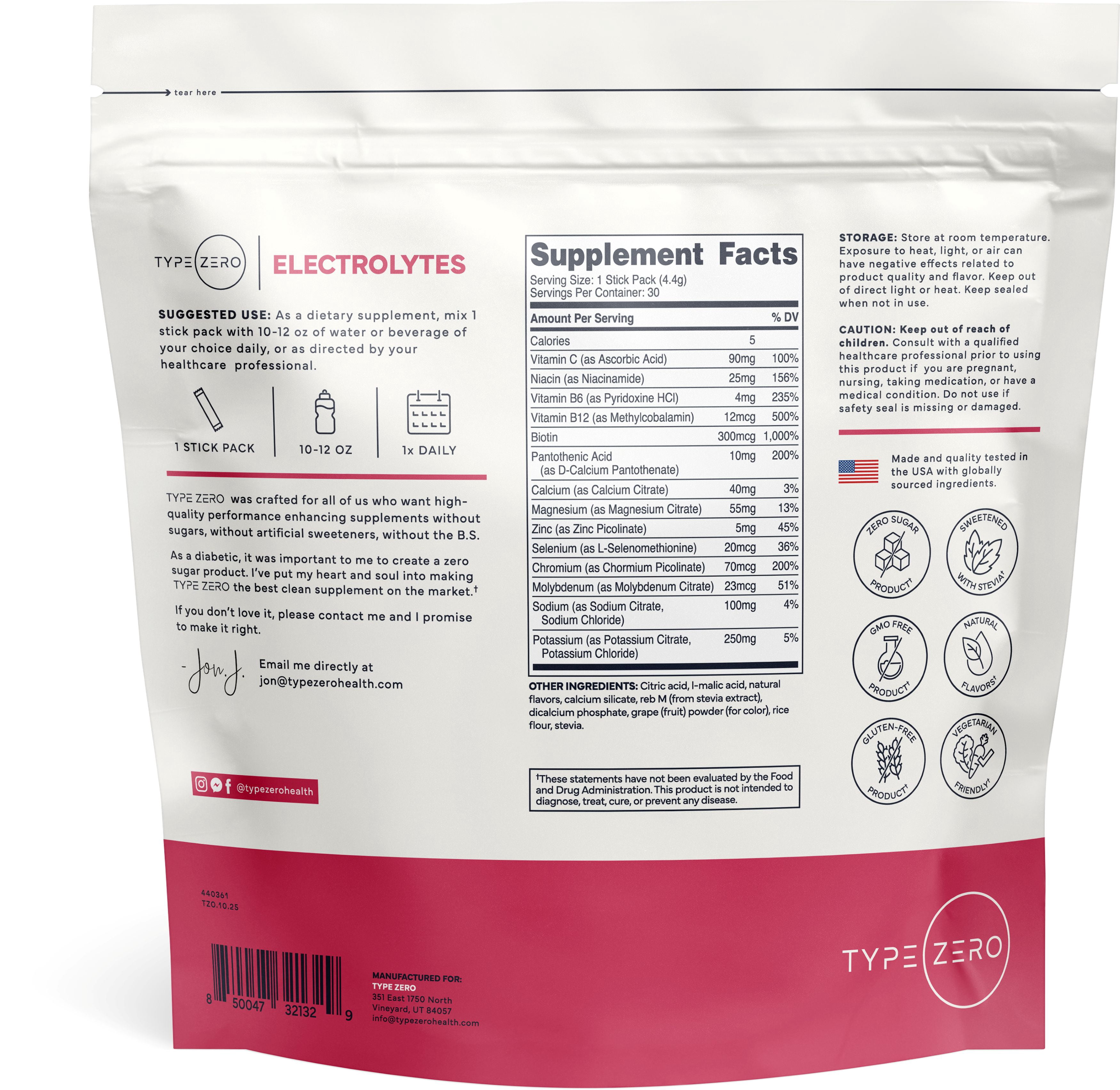 TypeZero Electrolyte Stick Packs (Mixed Berry) 30 Stick Packs - Hydration Drink Mix with 14 Vitamins & Minerals, Zero Sugar, Keto-Friendly, GMO-Free, Gluten-Free