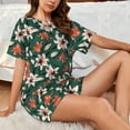 thumbnail image 4 of Wukai Lilies Flowers Women's Pajama Set,Short-Sleeve Top and Shorts with Elastic Waistband and Pockets for Loungewear, Yoga, and Casual Wear-4X-Large, 4 of 8