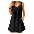 thumbnail image 2 of Femmes Robe Plissée Veste Robe Plissée T-shirt Casual Robe de Réservoir de Poche, Noir, XL, 2 of 7
