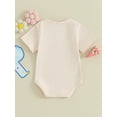 thumbnail image 5 of FEORJGP Toddler Baby Girls First Birthday Romper Infant Short Sleeve Jumpsuit Graffiti Letters Print Crew Neck Bodysuit Little Girl Loose Casual Cute Summer Clothes, 5 of 9