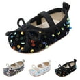 thumbnail image 4 of Infant Baby Girls Mary Jane Bow Non-Slip Soft Sole Toddler First Sneaker Glamour Bling Ballerina Wedding Dress Shoes Fashion Footwear (6-12 Months, Black), 4 of 7