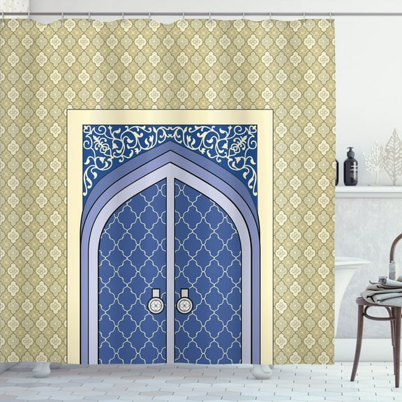 Ambesonne Moroccan Shower Curtain, Persian Ottoman Culture, 69"Wx75"L, Blue Beige