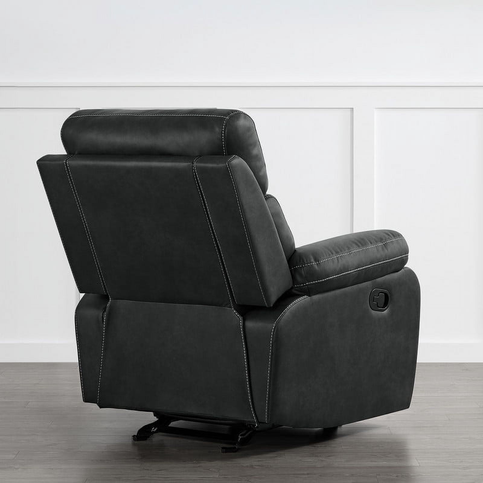 CHITA Manual Rocker Recliner Chair with Adjustable Headrest Sofa Recliner Chairfor Living Room Faux Leather Home Theater Seating,Black