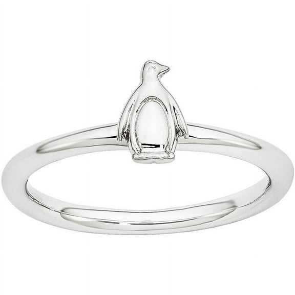 Sterling Silver Rhodium Penguin Ring