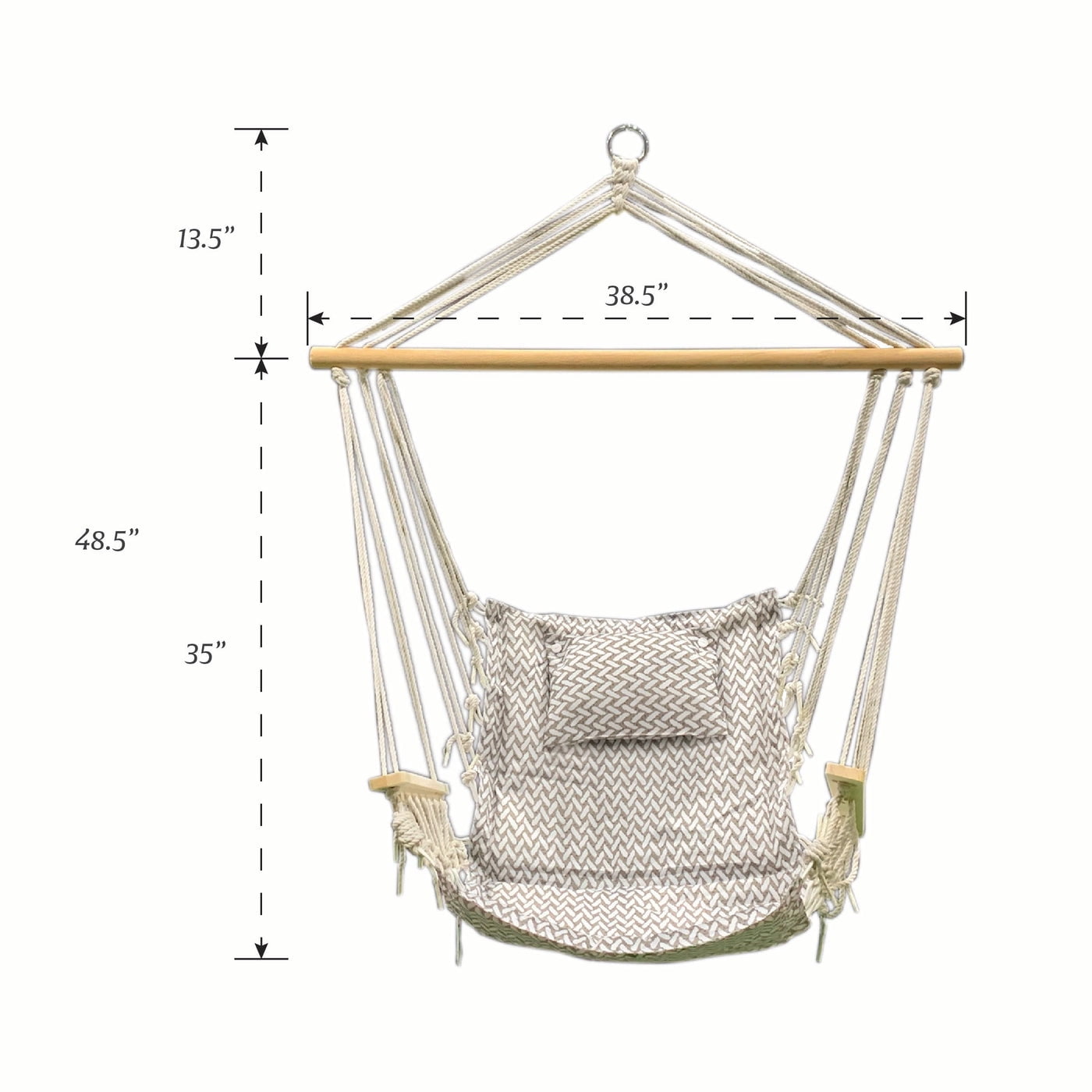 Backyard Expressions Hanging Hammock Chair - Grey Herringbone Pattern - Polyester/Cotton Fabric