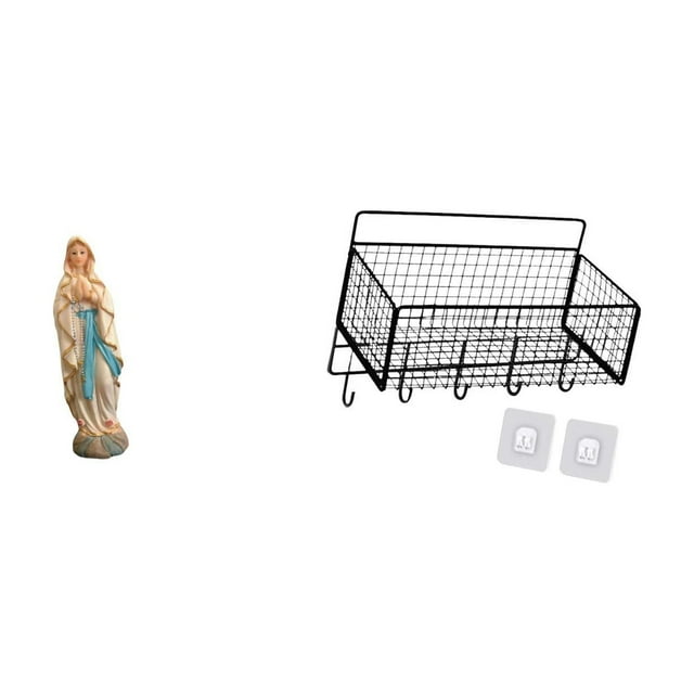 Estatua,Estatua de la Virgen María Figura Colección Religiosa,Resina y figura de dama,Cesta de almacenamiento colgante,Cesta organizadora de pared colgante tipo armario