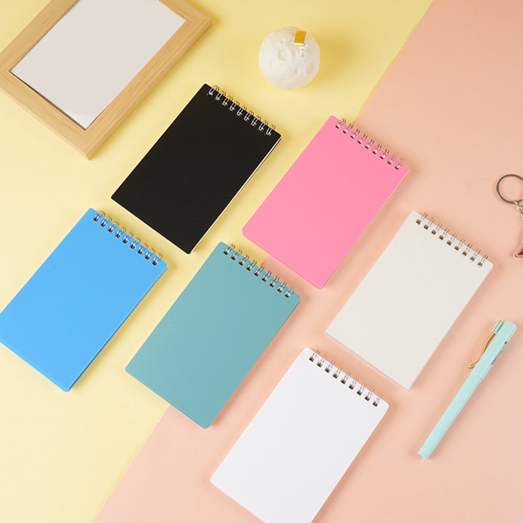 8Pcs Twin Coil Binding Notebook 80 Sheets Unlined Pocket Notepads Small Notebook