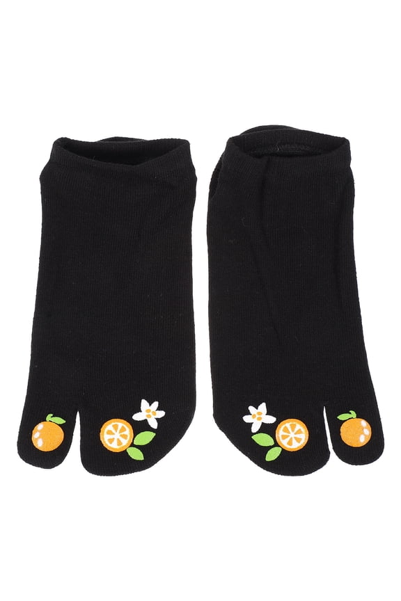 Breathable Cotton Toe Separator Socks for Foot Comfort, Black, 1 Pair - and Toe Alignment