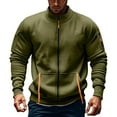 thumbnail image 2 of SYMOID Men's Size L Army Green Full Zip Jacket - 100% Polyester, Stand Collar, Kangaroo Pockets, Warm Breathable for Casual/Outdoor Use, 2 of 5