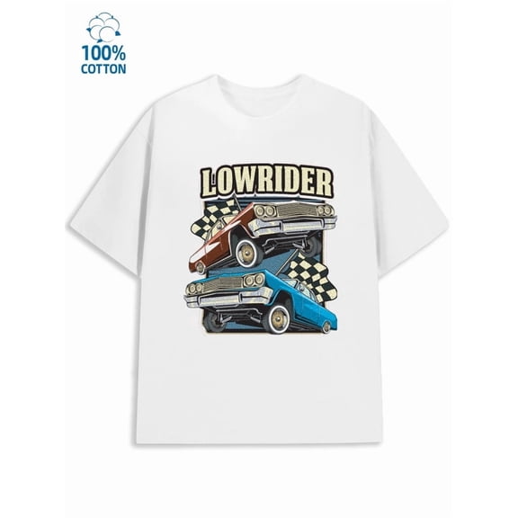 Lowrider Car Tee mens garage 180G 100% Cotton white gray casual Basic Unisex Shirt Graphic tshirts Casual Unisex Shirt Graphic Tee tshirts Original Unisex Shirt Cotton tshirts