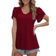 thumbnail image 3 of Mengpipi Women's Petal Sleeve Tops V Neck Short Sleeve Shirts Summer Casual Tshirts Loose Fit Blouses, L(US 12-14), 3 of 4
