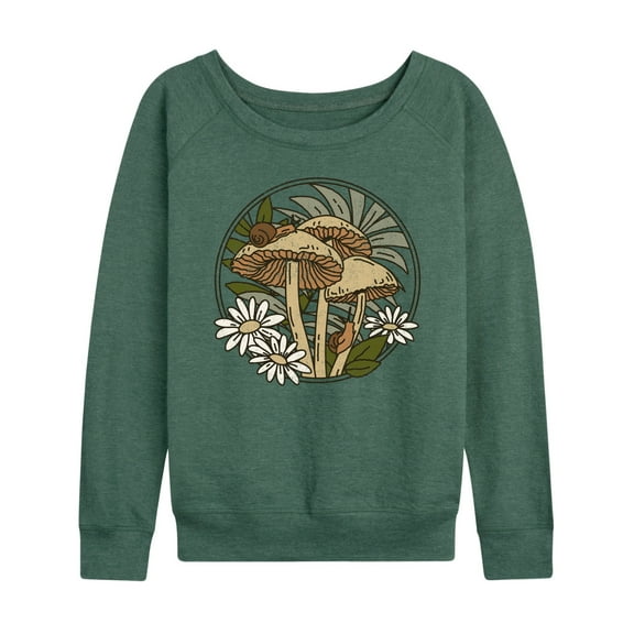 Instant Message - Spring - Mushrooms, Snails, & Daisies - Women's Lightweight French Terry Long Sleeve Shirt