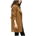 thumbnail image 2 of (clearance)IDALL Woolen Coat Trench Coat Women Womens Winter Slim Jacket Casual Outwear Double Breasted Cardigan Lapel Mid-length Coat Elegant Overcoat Parkas Peacoat Khaki 3xl, 2 of 9