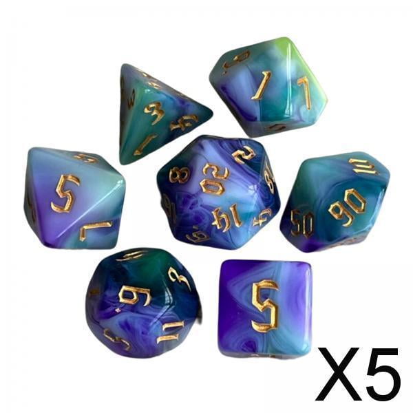 Juegos familiares de dados poliédricos pintados 5x7x, para familias de juegos de cartas F RPG 5 piezas