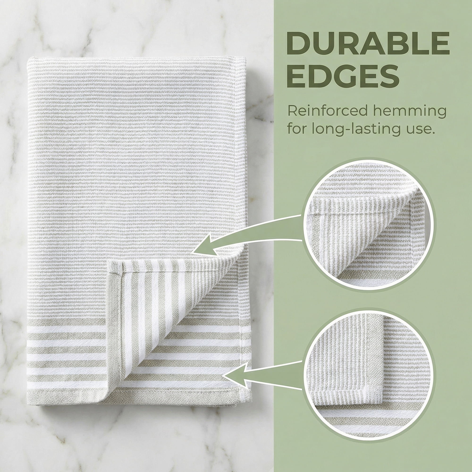 Unique Bargains 100% Cotton Striped Kitchen Towels Khaki 26" x 18"