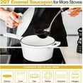 thumbnail image 3 of White Enamel Cast Iron Saucepan 2 QT with Lid, Non Stick for Cooking Milk, Pasta, Soup, Easy to Clean, 3 of 6