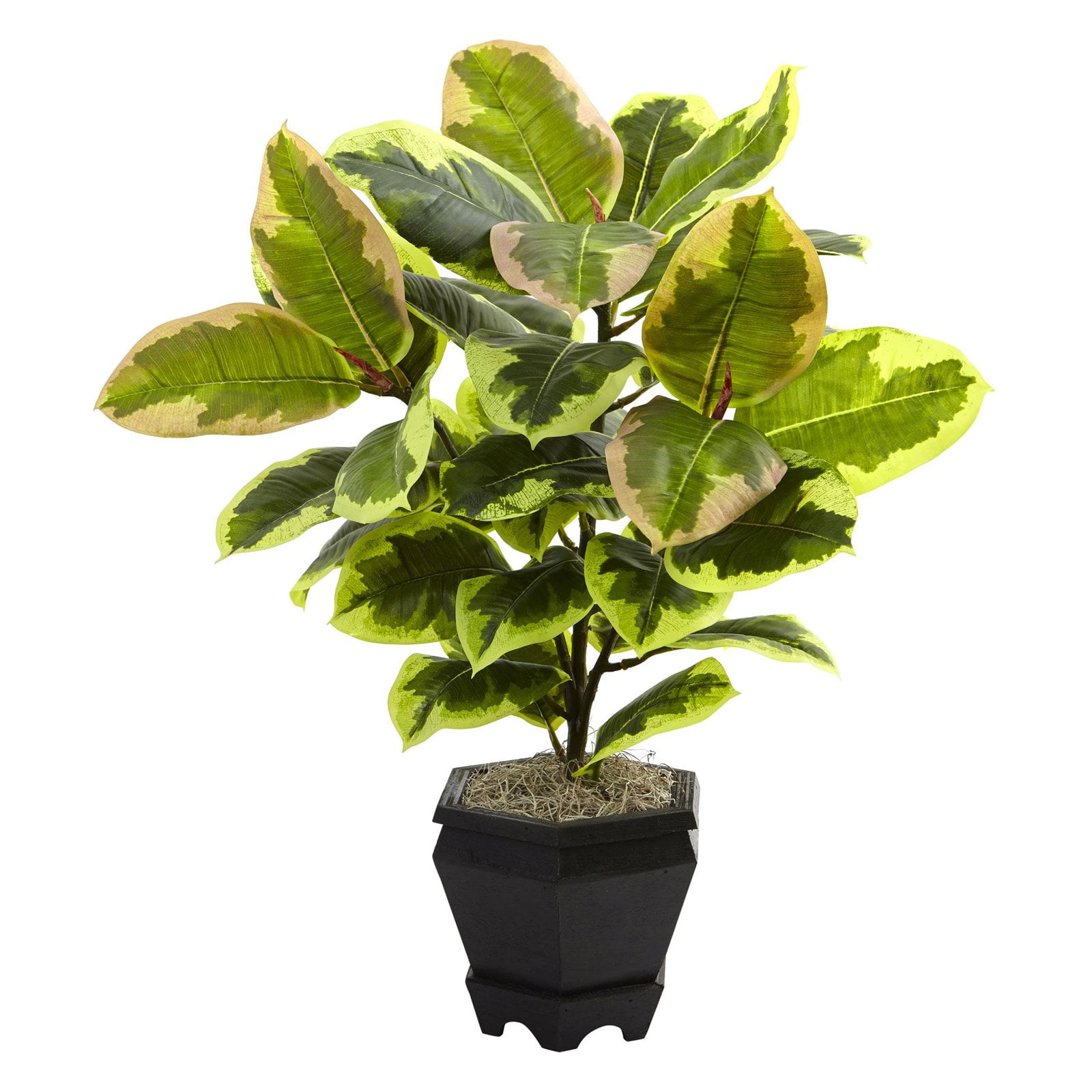 Nearly Natural Variegated Rubber Leaf Silk Plant Walmart