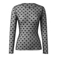 thumbnail image 4 of Lace Mesh Sheer Long Sleeve Tops for Women See Through Tee Clubwear Fitted Tight T Shirts Blouses Black XL, 4 of 7